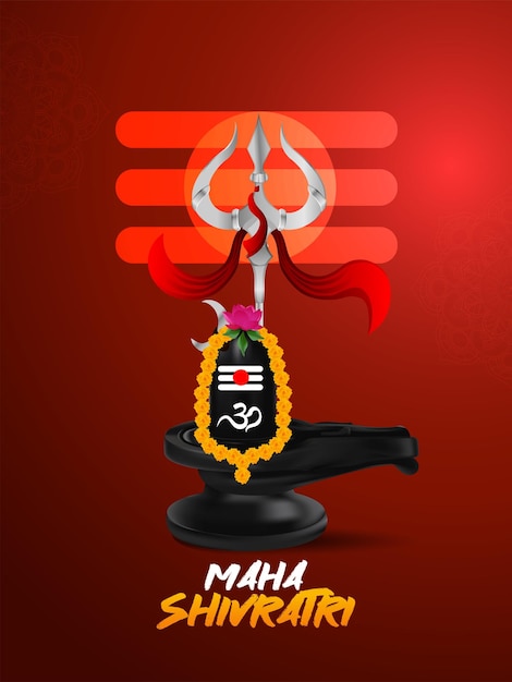 Vector hindu festival maha shivratri greeting card