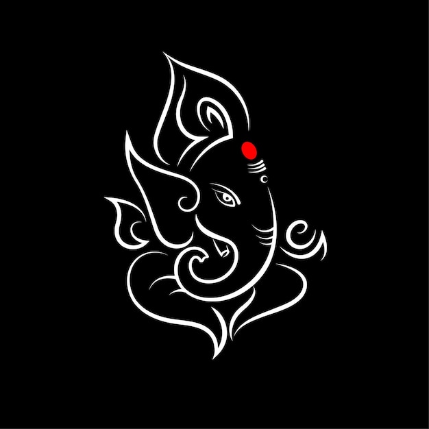 Vector hindu god lord ganesha illustration isolated in black background