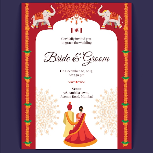 Hindu indian wedding card design wedding invitation template