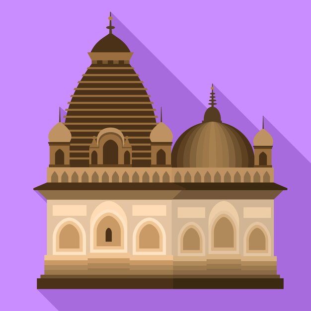 Vettore icona del tempio indù illustrazione piatta dell'icona vettoriale del tempio indù per il web design