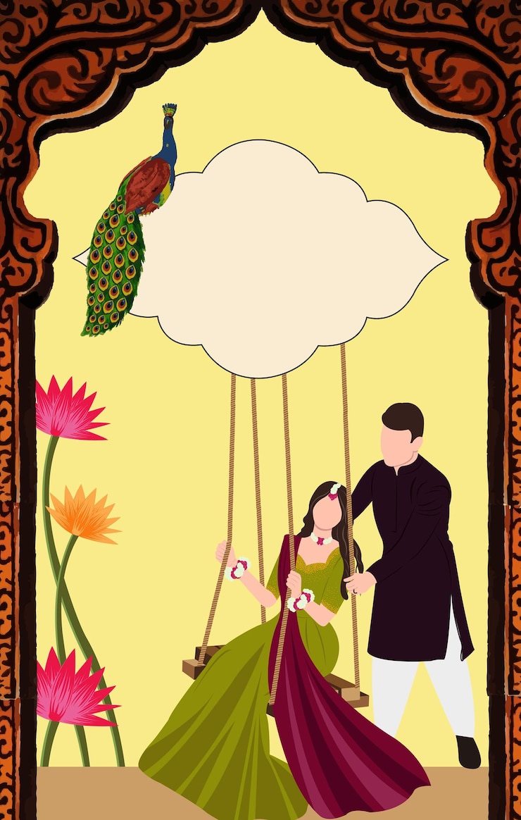 वेक्टर hindu wedding card design mehndi unique hindu wedding card design shubh vivah save the date