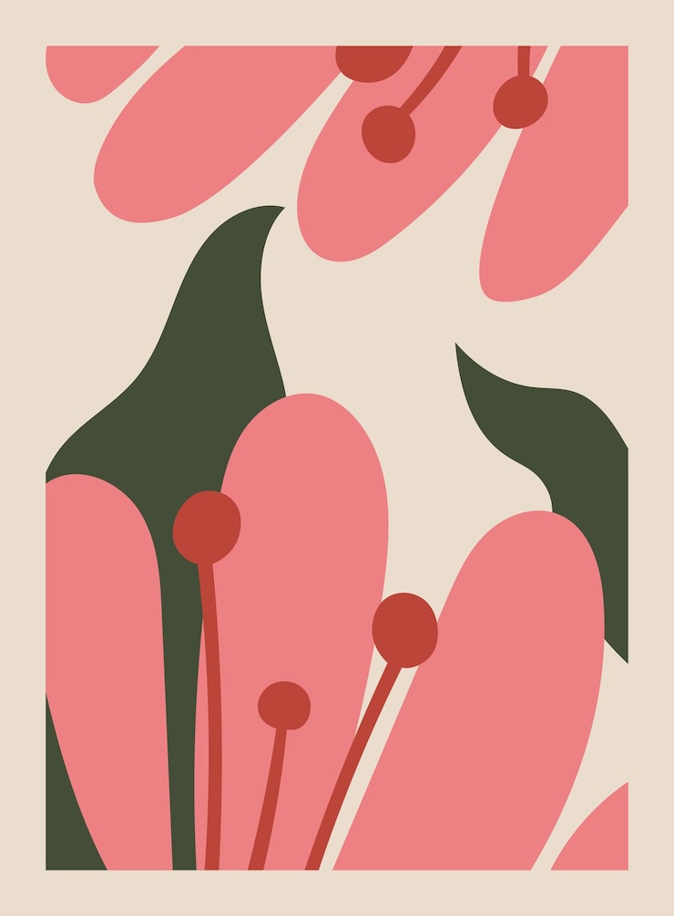 Vector hip abstract bloemart. trendy poster en achtergrond. krabbelvormen in trendy stijl