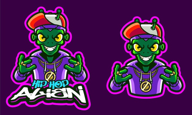 Modello di illustrazione logo hip hop alien