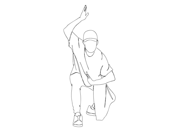 Hip Hop Dancer single-line art tekening zet lijn vectorillustratie voort