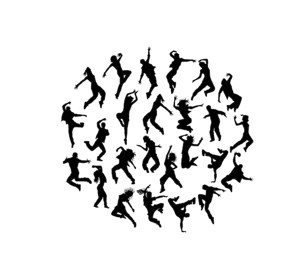 Hip Hop danser silhouetten kunst vector design