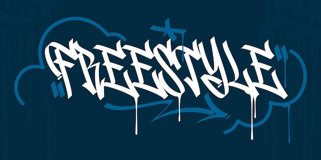 힙합 손으로 쓴 도시 거리 예술 낙서 스타일 단어 자유형 벡터 일러스트 템플릿