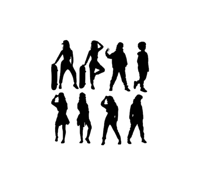 Вектор Художественный векторный дизайн hip hop kid silhouettes