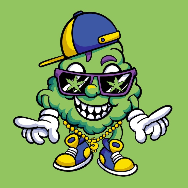 Vector hip hop marijuana weed cartoon