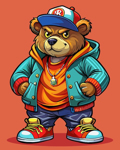 Vector hip hop teddybeer gemakkelijk te gaan full body svg illustratie