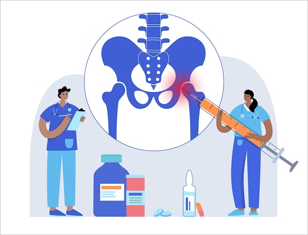 Vector hip joint injection