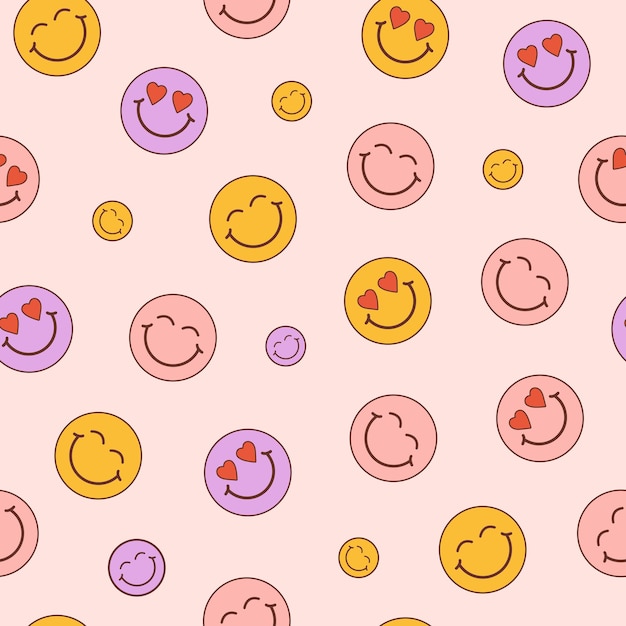 Hip naadloos patroon met lachende gezichten op een pastelkleurige achtergrond