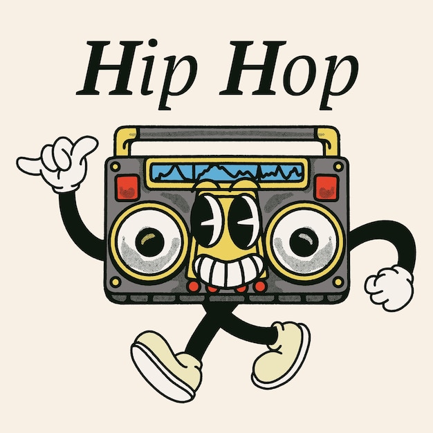 Hiphop met boombox Groovy Character Design