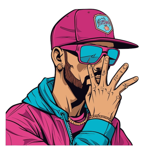 Vector hiphopkarakter met swag cap illustratie vector