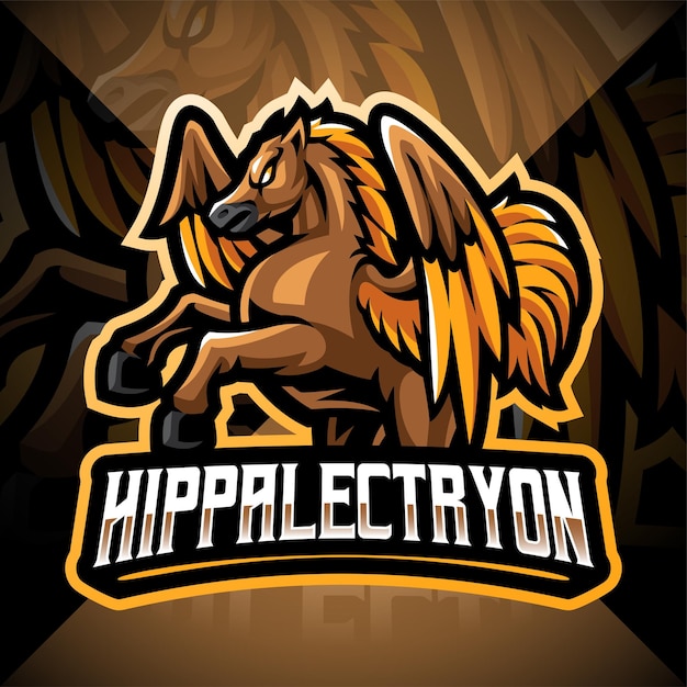 Hippalectryon esport mascotte logo ontwerp