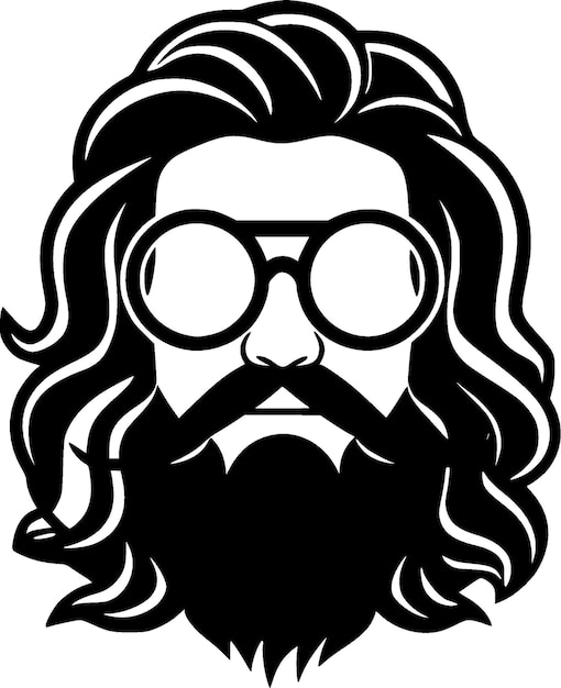 Hippie Black and White Isolated Icon Vector illustration