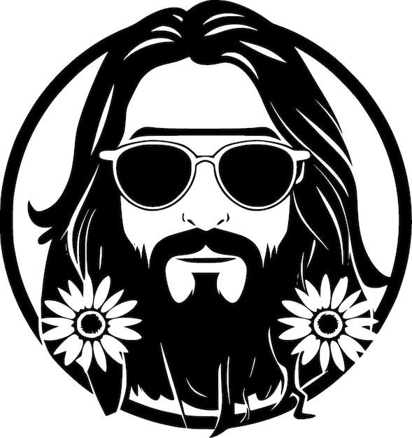 Hippie Black and White Vector illustration