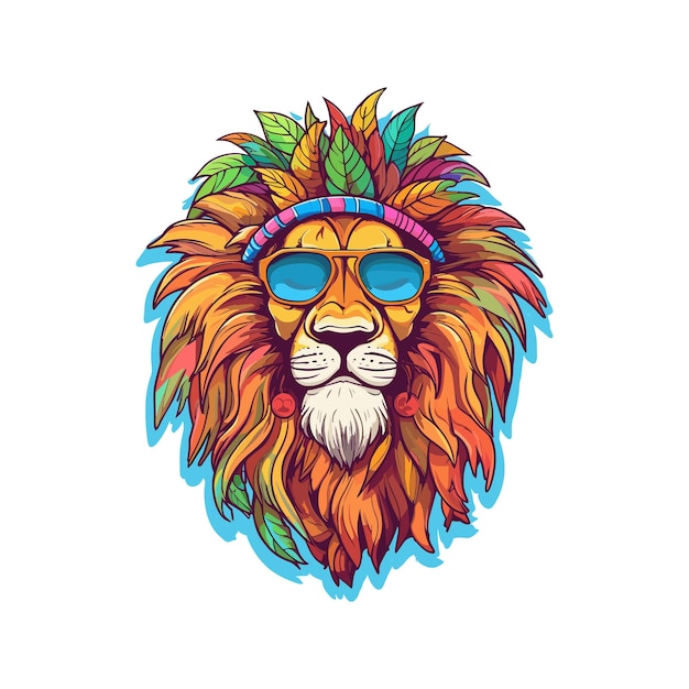 Vector hippie cartoon lion vector