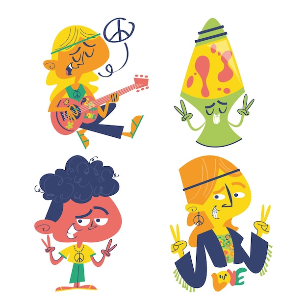 Hippie doodle stickerset