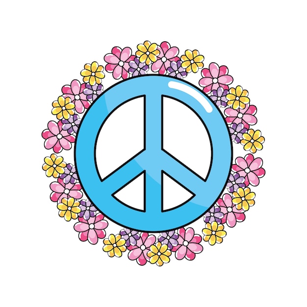 Vector hippie emblem symbol of peace and love