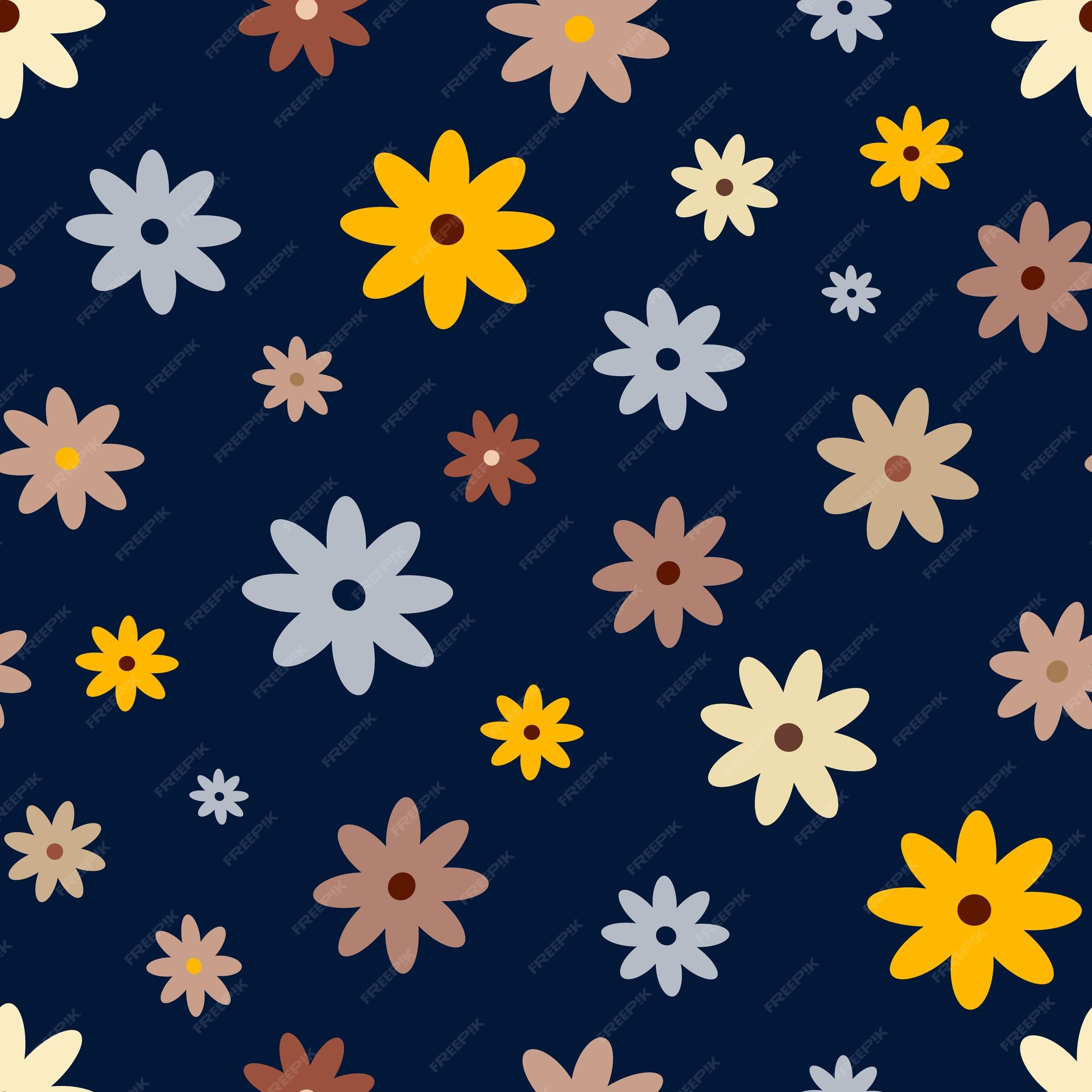 Hippie flowers boho seamless background. floral retro pattern