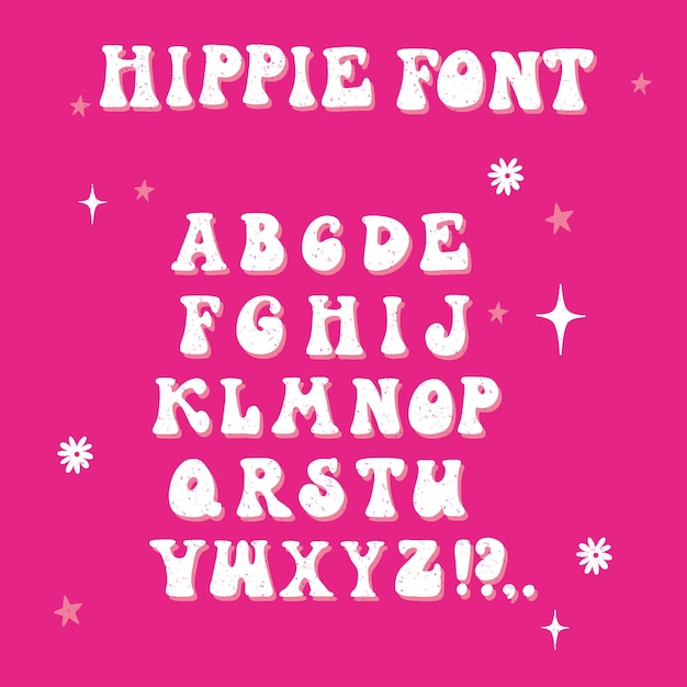 Hippie Groovy retro golf swirl alfabet Vector illustratie