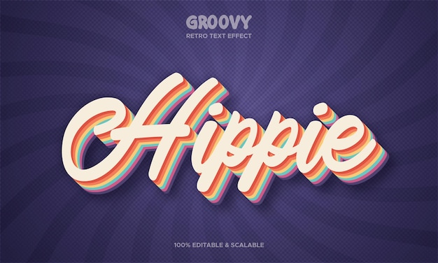 Hippie groovy retro text effect