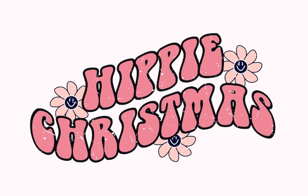 hippie kerst belettering citaat voor t-shirtontwerp