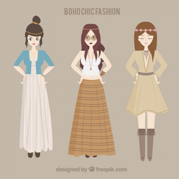 Hippie meisjes met boho kleren