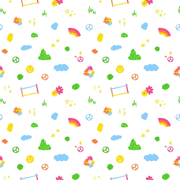 hippie minimal colorful seamless pattern Gift Wrap background wallpaper