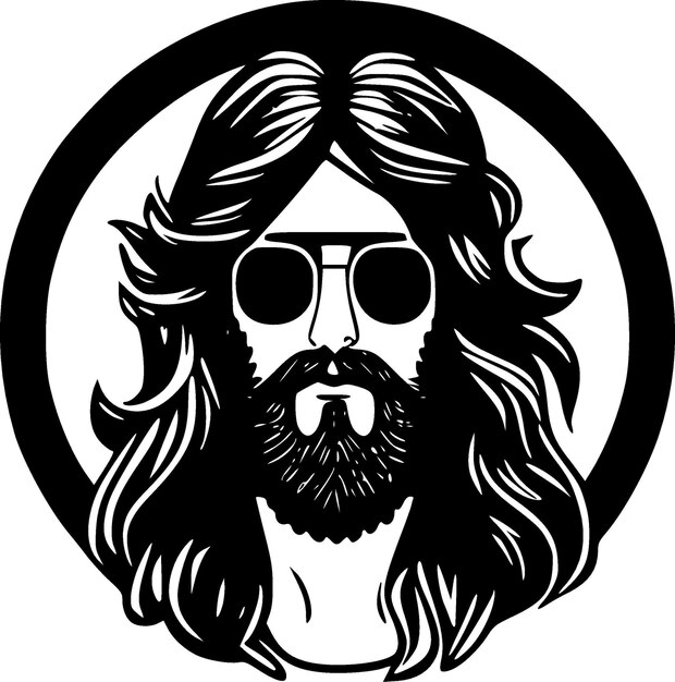 Vector hippie minimalist and simple silhouette vector illustration