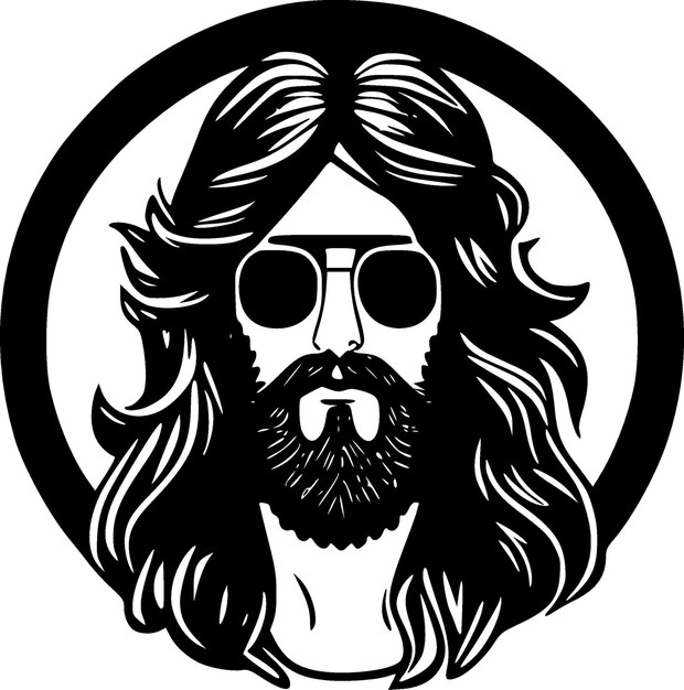 Hippie Minimalist and Simple Silhouette Vector illustration