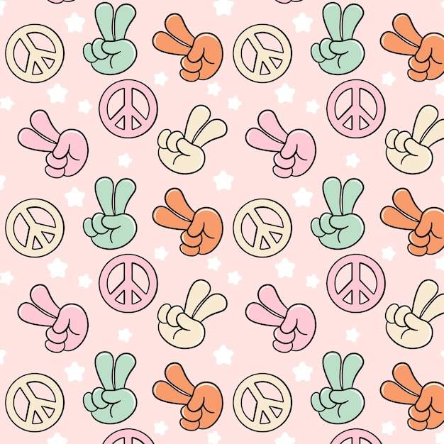 Vector hippie sign pattern 70s peace symbol vector