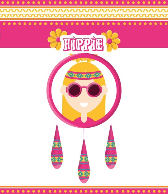 Vector hippie woman concept peace and love