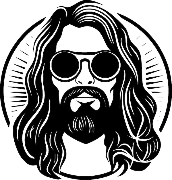 Hippie zwart-wit geïsoleerde icoon vector illustratie