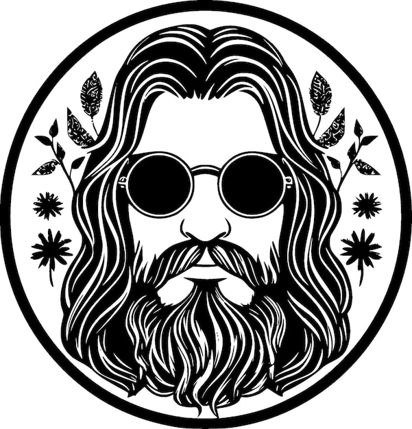 Hippie zwart-wit vector illustratie