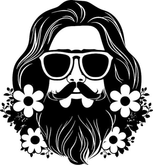 Hippie zwart-wit vector illustratie