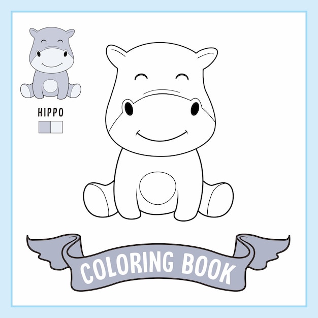 Hippo animal coloring pages book