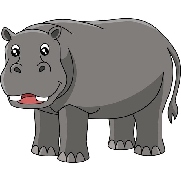 Hippo Cartoon Colored Clipart Illustration