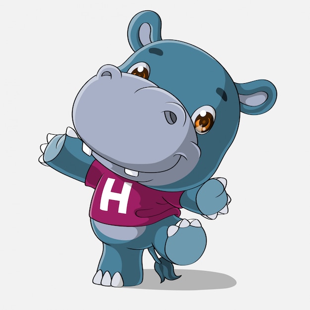 Hippo cartoon, Hand getrokken