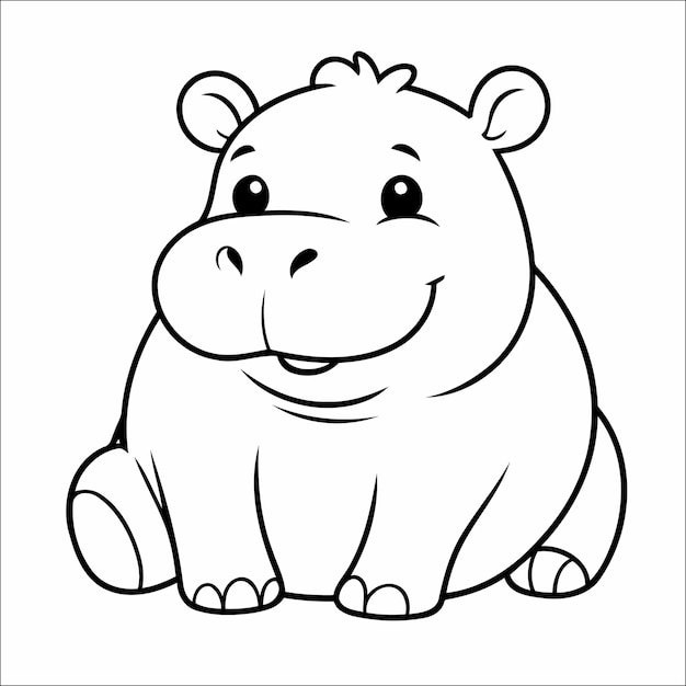 Hippo Coloring Book Drawing For Kids