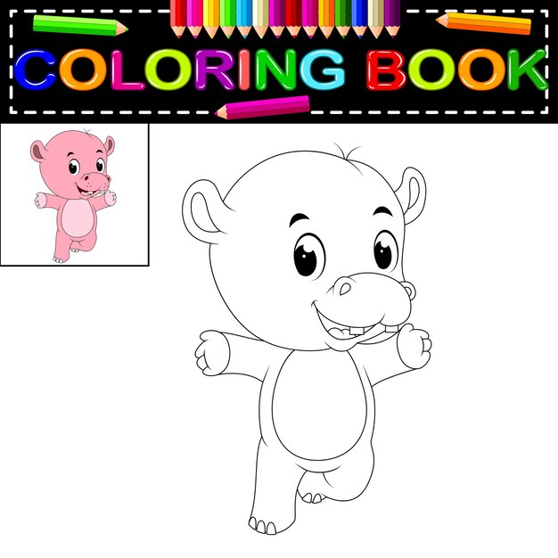 Libro da colorare ippopotamo