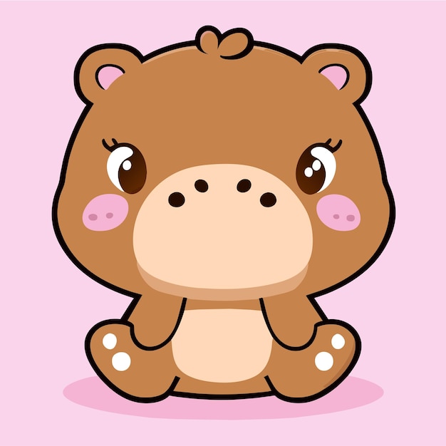 Hippo hand drawn cartoon sticker icon concept isolated illustration