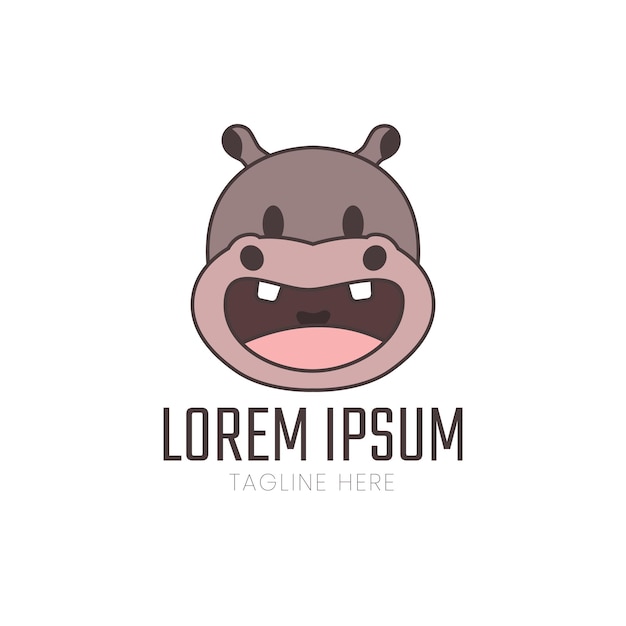 Hippo head logo icon illustration