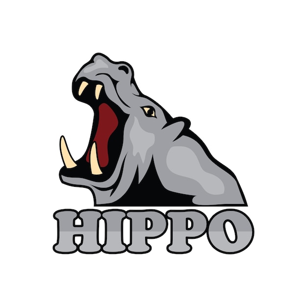 Vector a hippo head with the word hippo on it