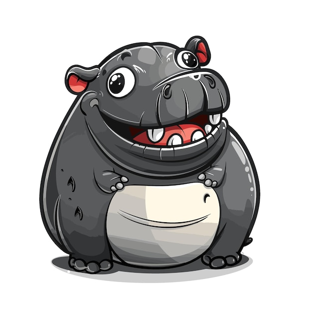 Vector hippo isolated on white background vector illustration cartoon style