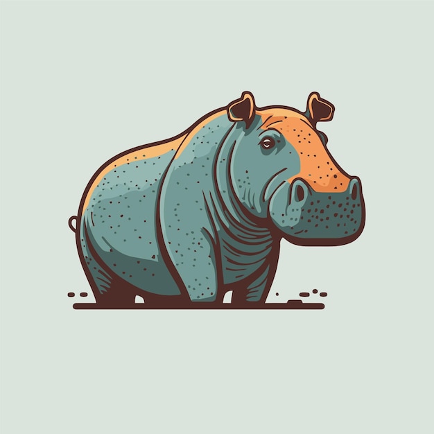 Hippo karakter logo mascotte wild dier nijlpaard in vector cartoon