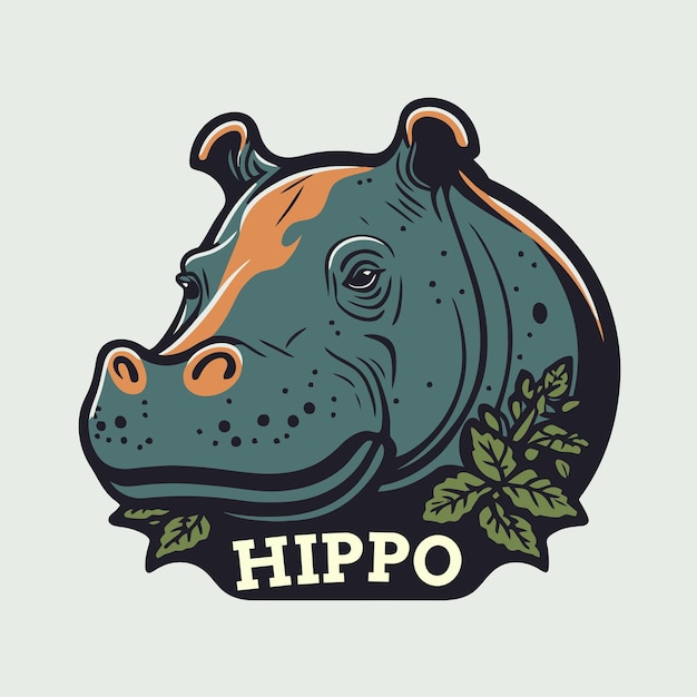 Hippo karakter logo mascotte wild dier nijlpaard in vector cartoon