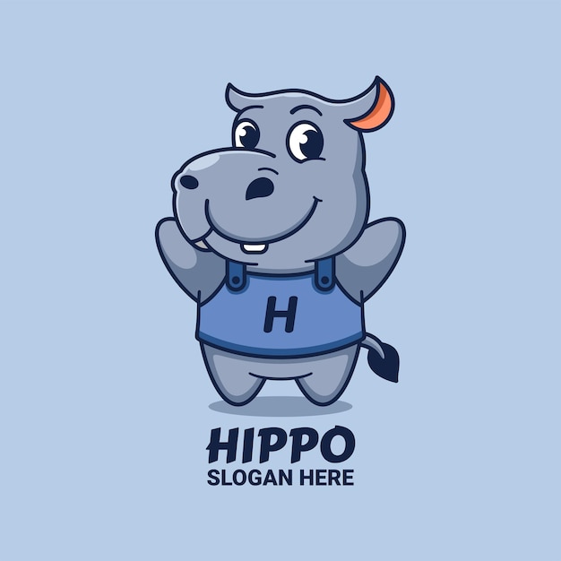 Hippo karakter mascotte logo ontwerp vectorillustratie