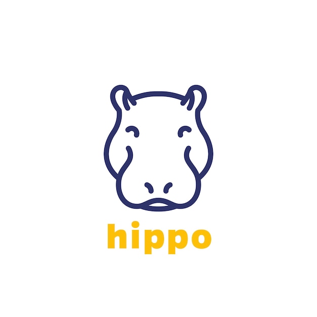 Hippo logo animal head line icon