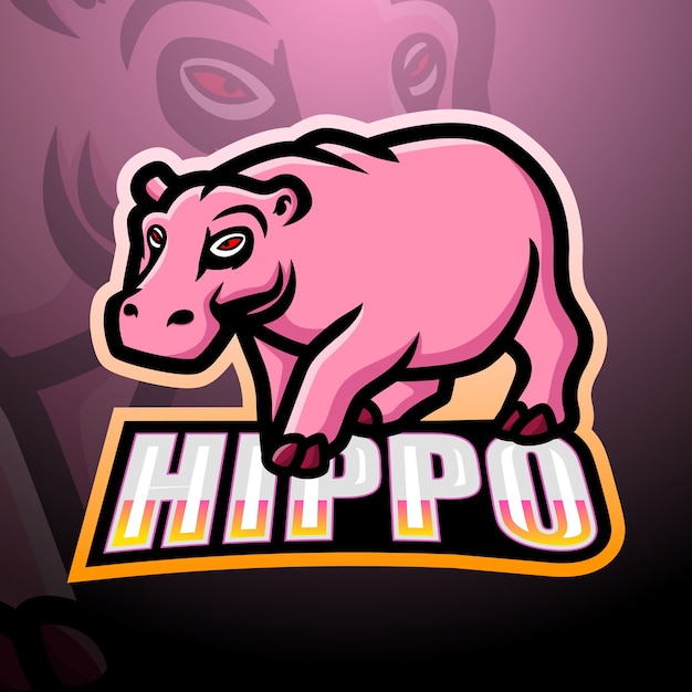 Hippo mascotte esport illustratie